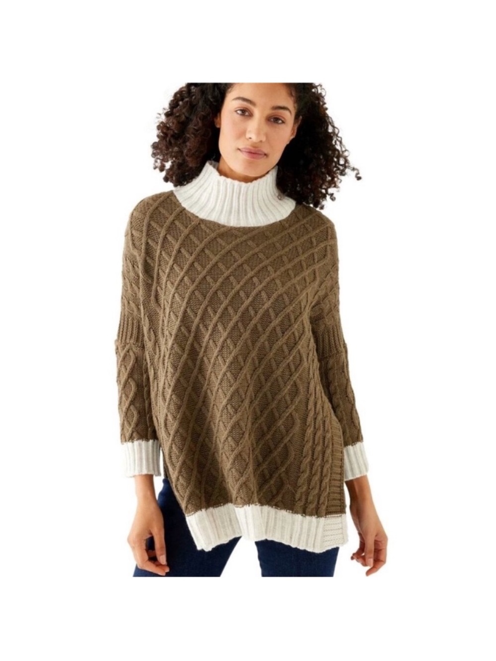 Mersea Lisbon Traveler Mockneck Sweater in Olive/Sea Salt One Size
